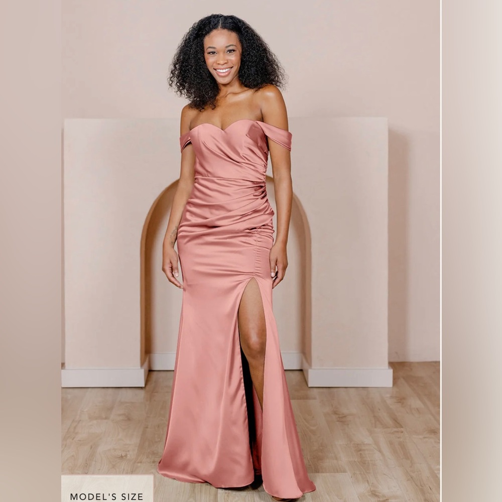 Revelry Bridesmaid Dress: Satin Ariel Style Desert Rose